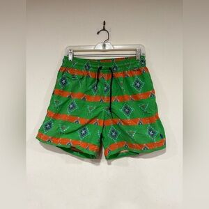 Polo Ralph Lauren Swim Shorts Trunks Mens M Green Lined Aztec Southwest Beach